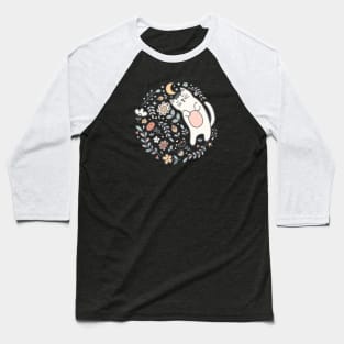 A Seriously Sleepy Kitty Cat Snoozing Under The Stars Baseball T-Shirt